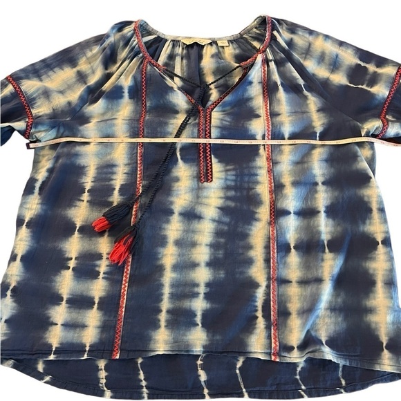 CAFFE MARRAKESH WOMENS BLUE TYE DYE TOP SIZE LARGE LIGHTWEIGHT AND FLOWY - Picture 9 of 11